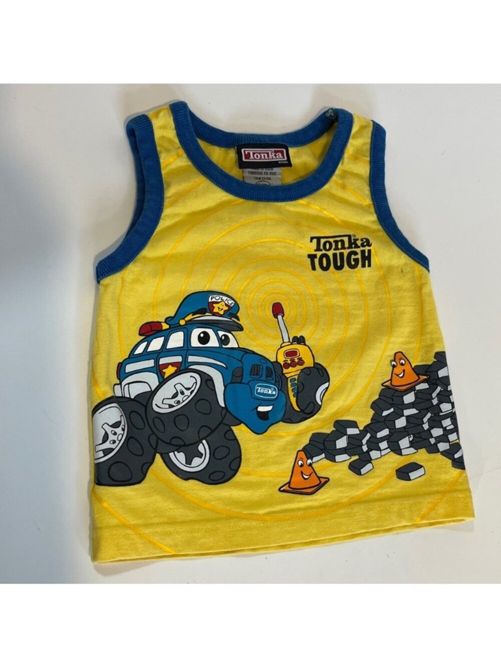 Vintage 2003 Tonka Tough Boys Graphic Shirt Tank Top Yellow 12-18m 18m 2000s Y2k